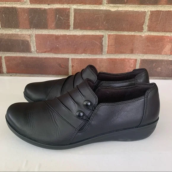 Clarks Channing Haley black leather slip on loafers Women's size US 8.5 M - Picture 5 of 10